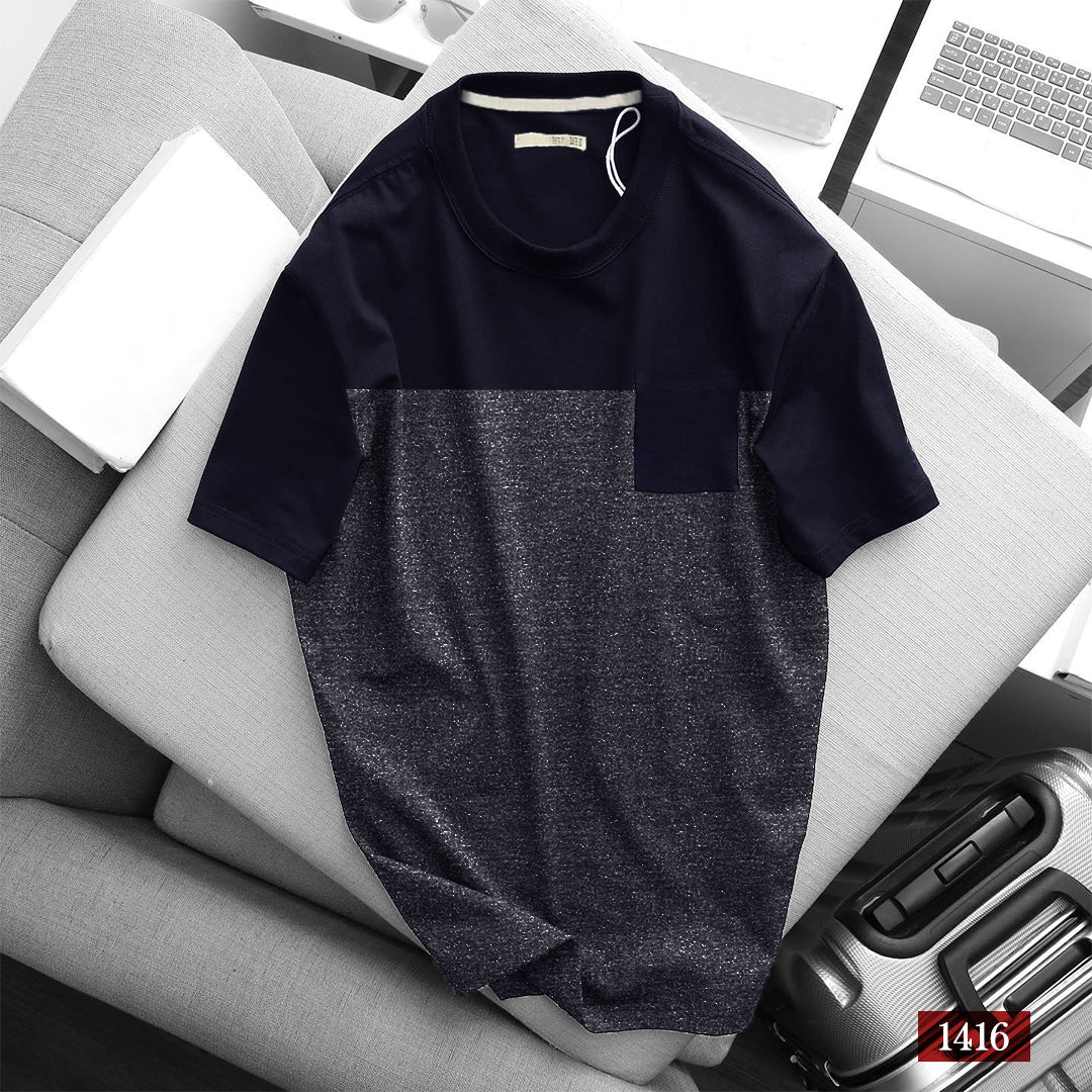 Blocked Front pocket Tee  - 1416